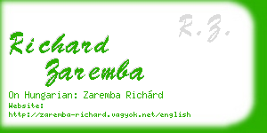richard zaremba business card